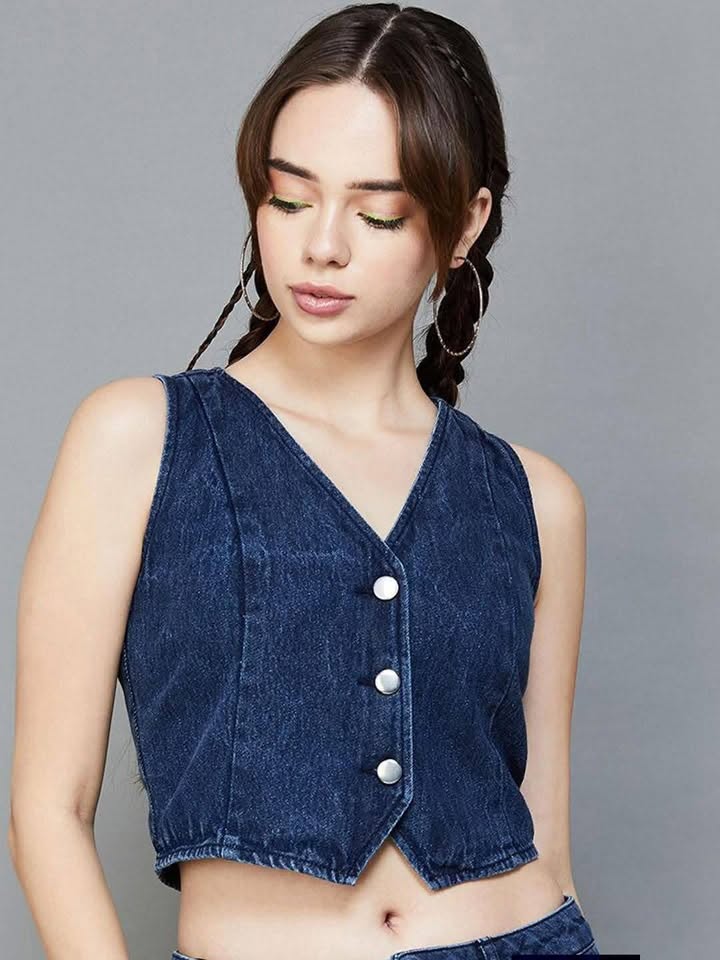 ladies denim vest