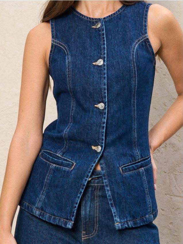 ladies denim vest