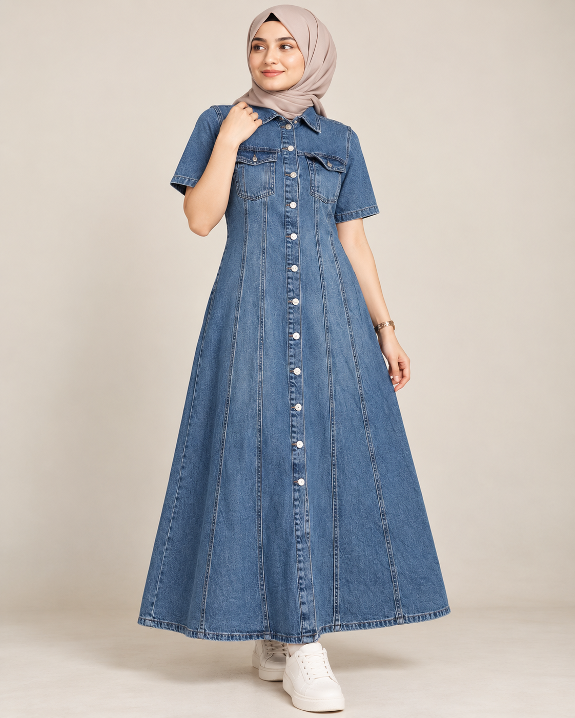 Modest denim dress