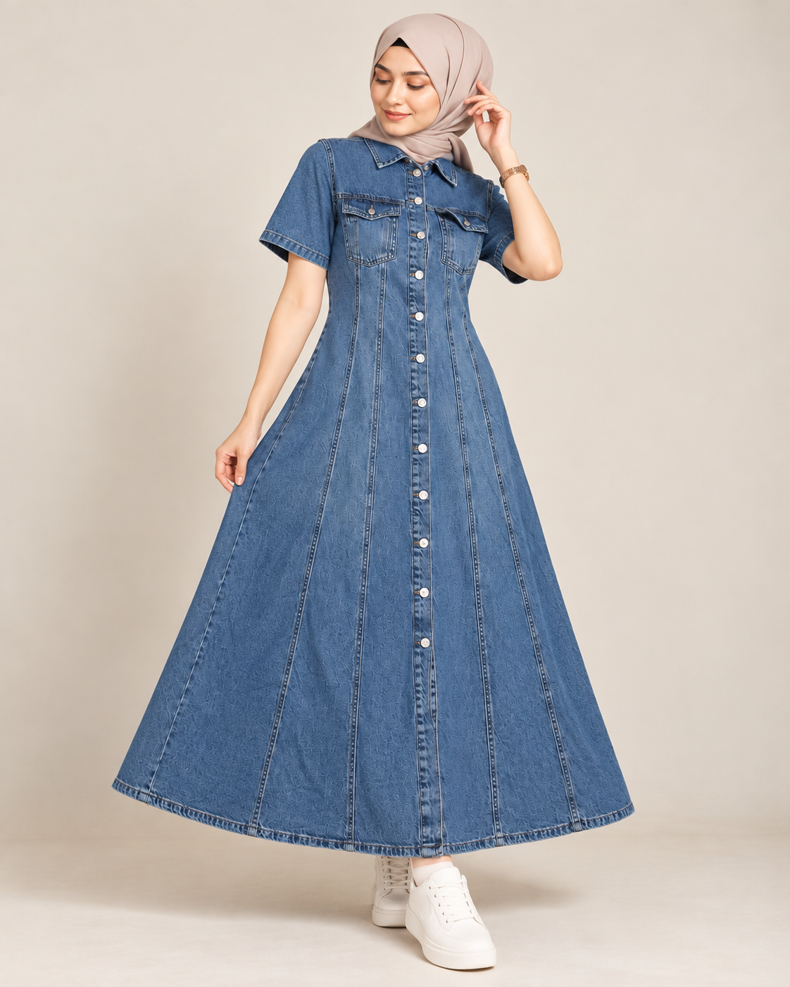 Modest denim dress